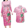 Australia Cockatoos Breast Cancer Couples Matching Long Sleeve Bodycon Dress and Hawaiian Shirt Faith Hope Love