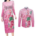 Australia Cockatoos Breast Cancer Couples Matching Long Sleeve Bodycon Dress and Long Sleeve Button Shirt Faith Hope Love
