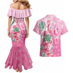 Australia Cockatoos Breast Cancer Couples Matching Mermaid Dress and Hawaiian Shirt Faith Hope Love