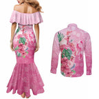 Australia Cockatoos Breast Cancer Couples Matching Mermaid Dress and Long Sleeve Button Shirt Faith Hope Love