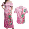 Australia Cockatoos Breast Cancer Couples Matching Off Shoulder Maxi Dress and Hawaiian Shirt Faith Hope Love