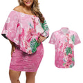 Australia Cockatoos Breast Cancer Couples Matching Off Shoulder Short Dress and Hawaiian Shirt Faith Hope Love