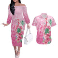 Australia Cockatoos Breast Cancer Couples Matching Off The Shoulder Long Sleeve Dress and Hawaiian Shirt Faith Hope Love