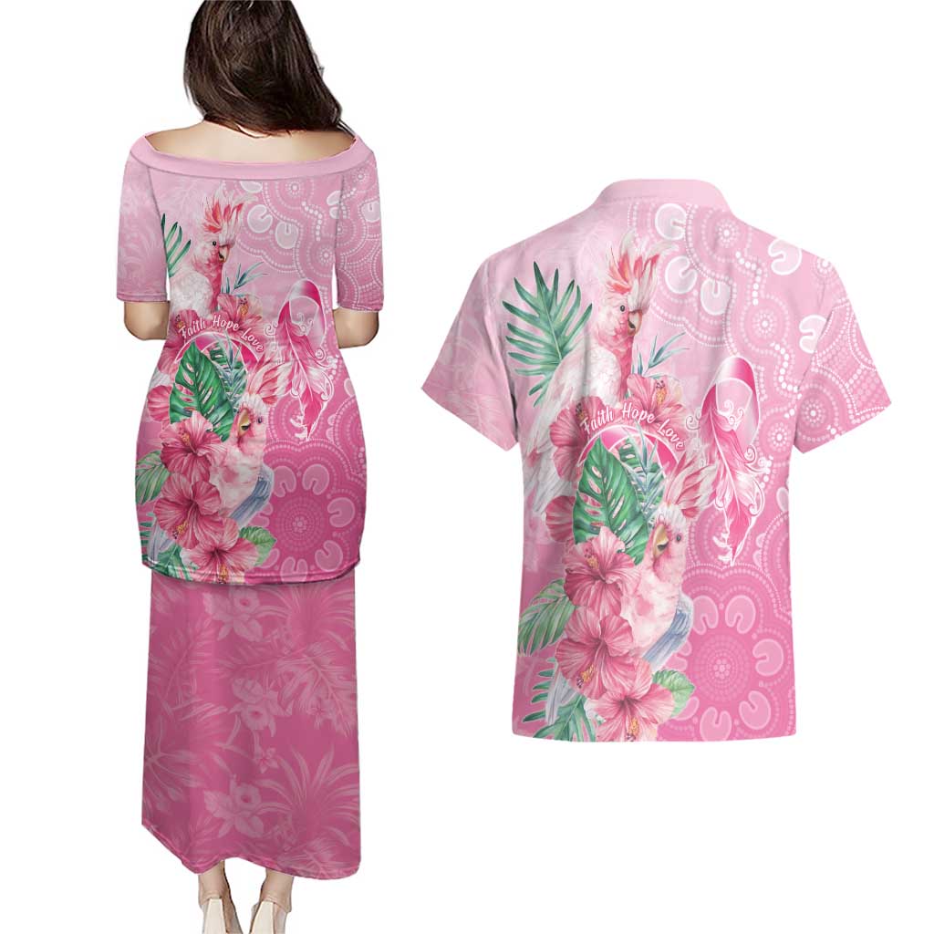 Australia Cockatoos Breast Cancer Couples Matching Puletasi and Hawaiian Shirt Faith Hope Love