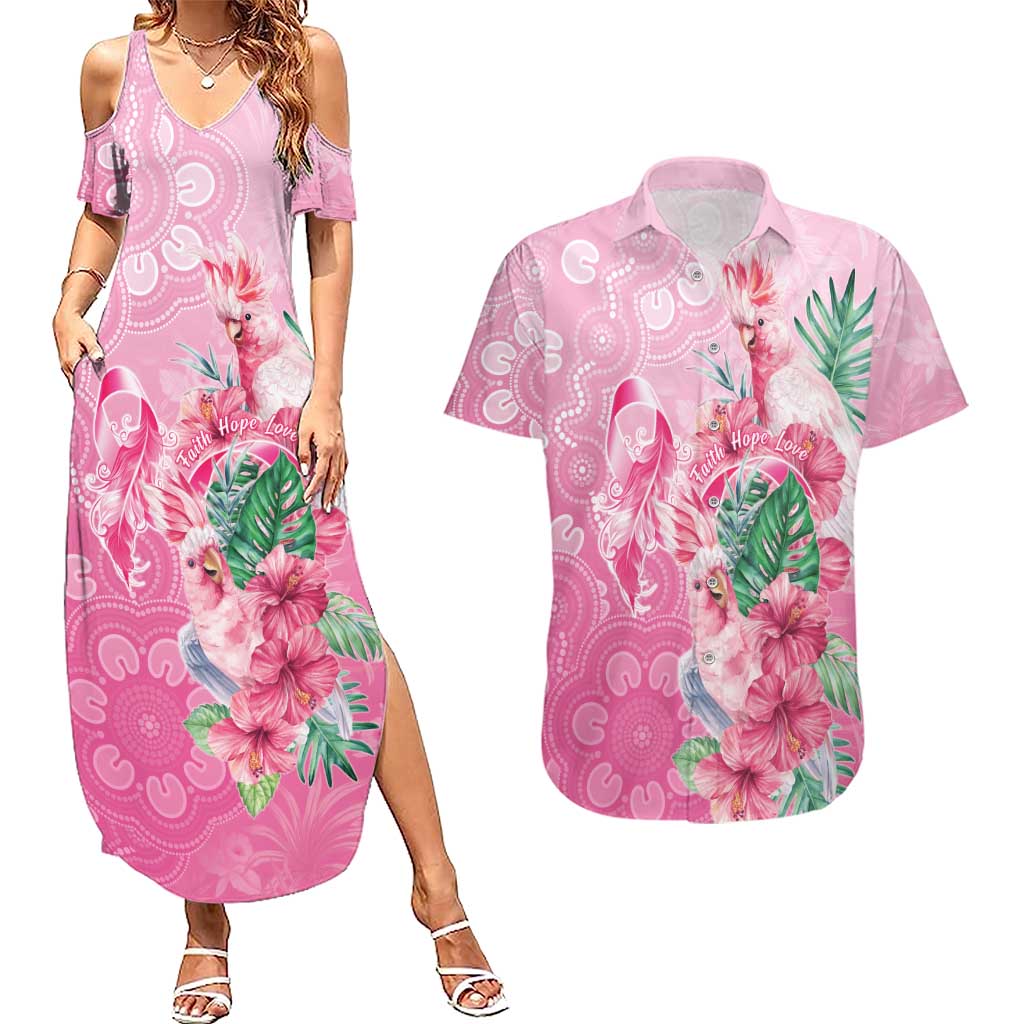 Australia Cockatoos Breast Cancer Couples Matching Summer Maxi Dress and Hawaiian Shirt Faith Hope Love
