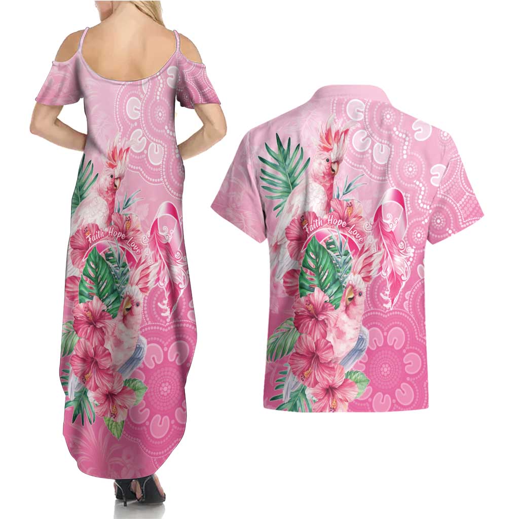 Australia Cockatoos Breast Cancer Couples Matching Summer Maxi Dress and Hawaiian Shirt Faith Hope Love