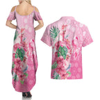 Australia Cockatoos Breast Cancer Couples Matching Summer Maxi Dress and Hawaiian Shirt Faith Hope Love