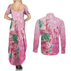 Australia Cockatoos Breast Cancer Couples Matching Summer Maxi Dress and Long Sleeve Button Shirt Faith Hope Love