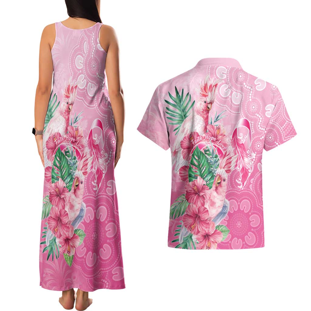 Australia Cockatoos Breast Cancer Couples Matching Tank Maxi Dress and Hawaiian Shirt Faith Hope Love