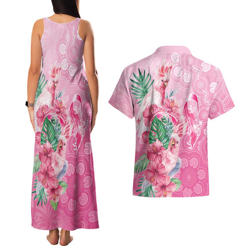 Australia Cockatoos Breast Cancer Couples Matching Tank Maxi Dress and Hawaiian Shirt Faith Hope Love
