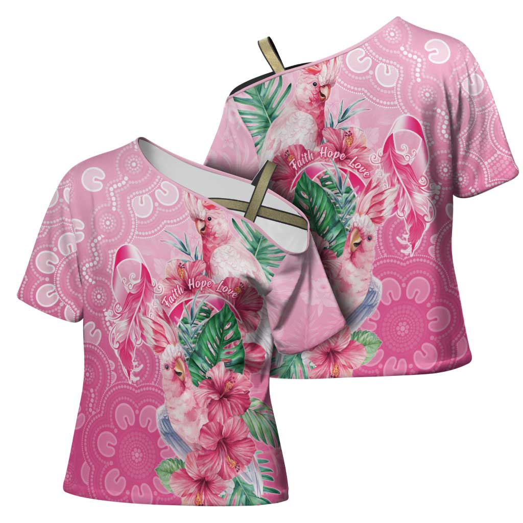 Australia Cockatoos Breast Cancer Cross Shoulder Shirt Faith Hope Love