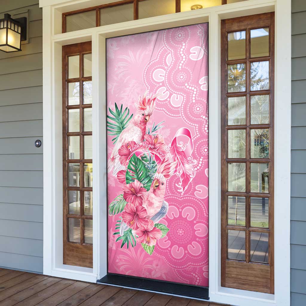 Australia Cockatoos Breast Cancer Door Cover Faith Hope Love