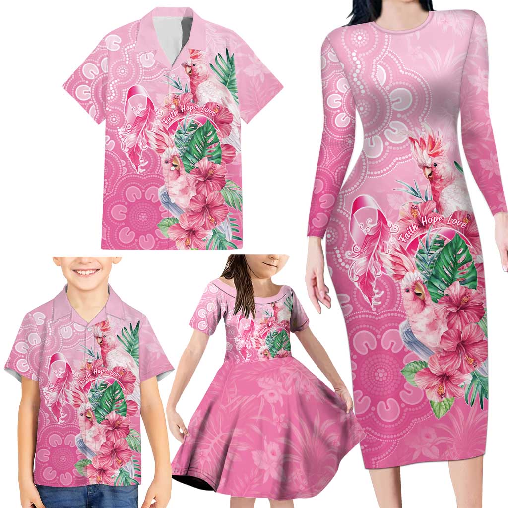 Australia Cockatoos Breast Cancer Family Matching Long Sleeve Bodycon Dress and Hawaiian Shirt Faith Hope Love