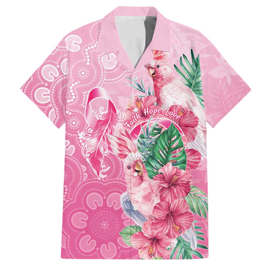 Australia Cockatoos Breast Cancer Family Matching Off Shoulder Short Dress and Hawaiian Shirt Faith Hope Love