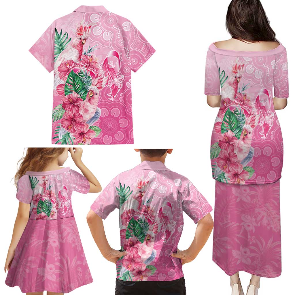 Australia Cockatoos Breast Cancer Family Matching Puletasi and Hawaiian Shirt Faith Hope Love
