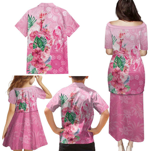 Australia Cockatoos Breast Cancer Family Matching Puletasi and Hawaiian Shirt Faith Hope Love