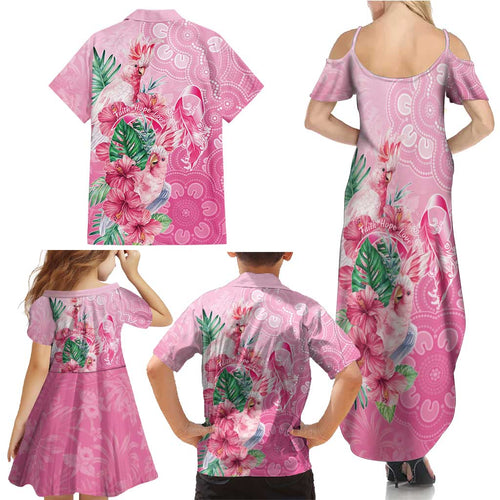 Australia Cockatoos Breast Cancer Family Matching Summer Maxi Dress and Hawaiian Shirt Faith Hope Love