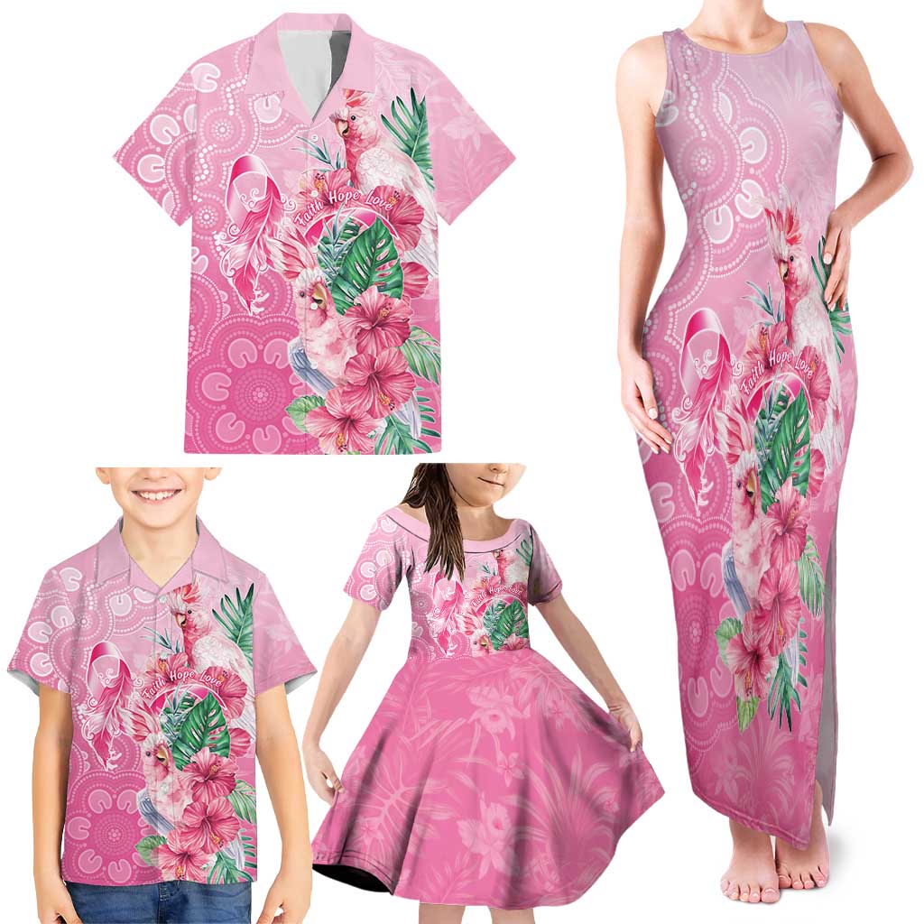 Australia Cockatoos Breast Cancer Family Matching Tank Maxi Dress and Hawaiian Shirt Faith Hope Love