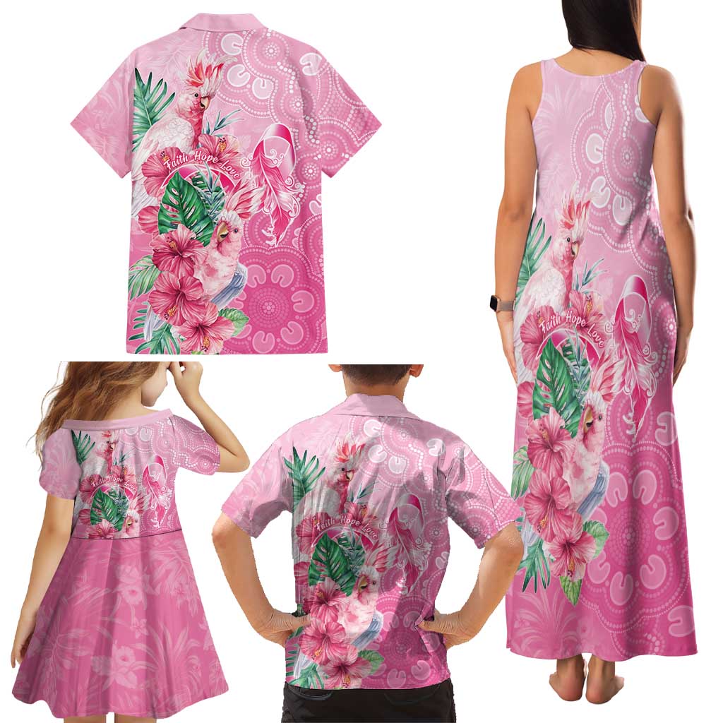 Australia Cockatoos Breast Cancer Family Matching Tank Maxi Dress and Hawaiian Shirt Faith Hope Love