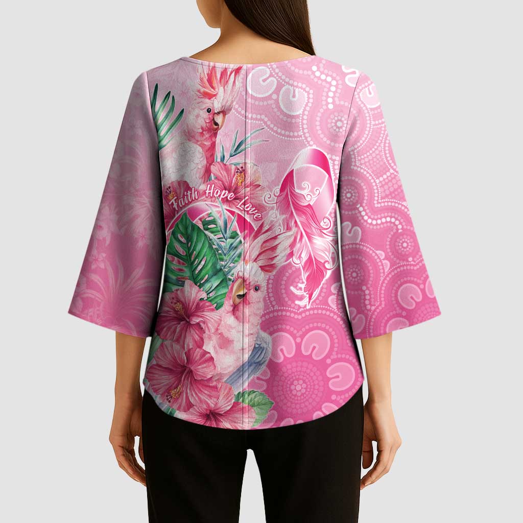 Australia Cockatoos Breast Cancer Kimono Sleeve Blouse Faith Hope Love