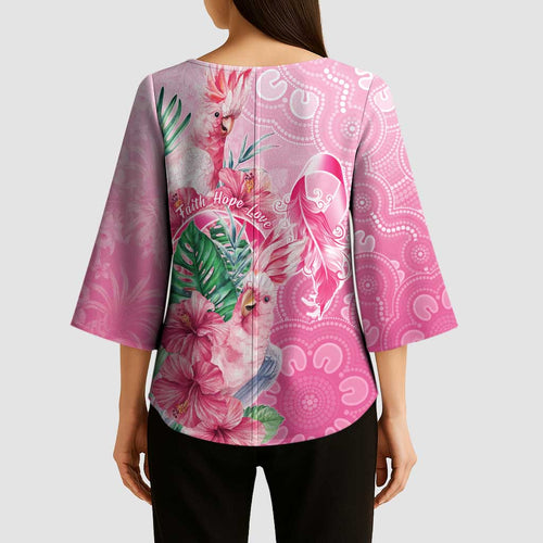 Australia Cockatoos Breast Cancer Kimono Sleeve Blouse Faith Hope Love