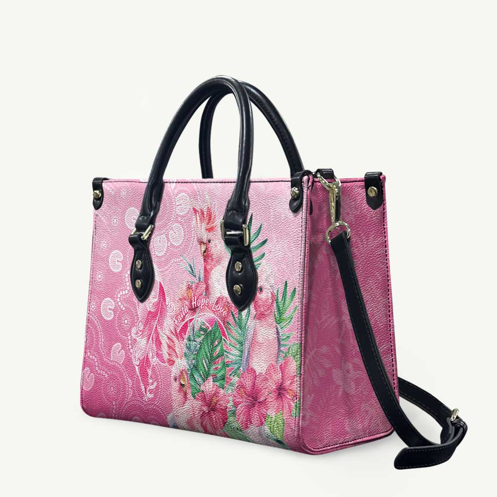 Australia Cockatoos Breast Cancer Leather Bag Faith Hope Love