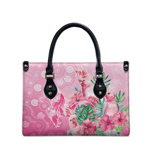 Australia Cockatoos Breast Cancer Leather Bag Faith Hope Love