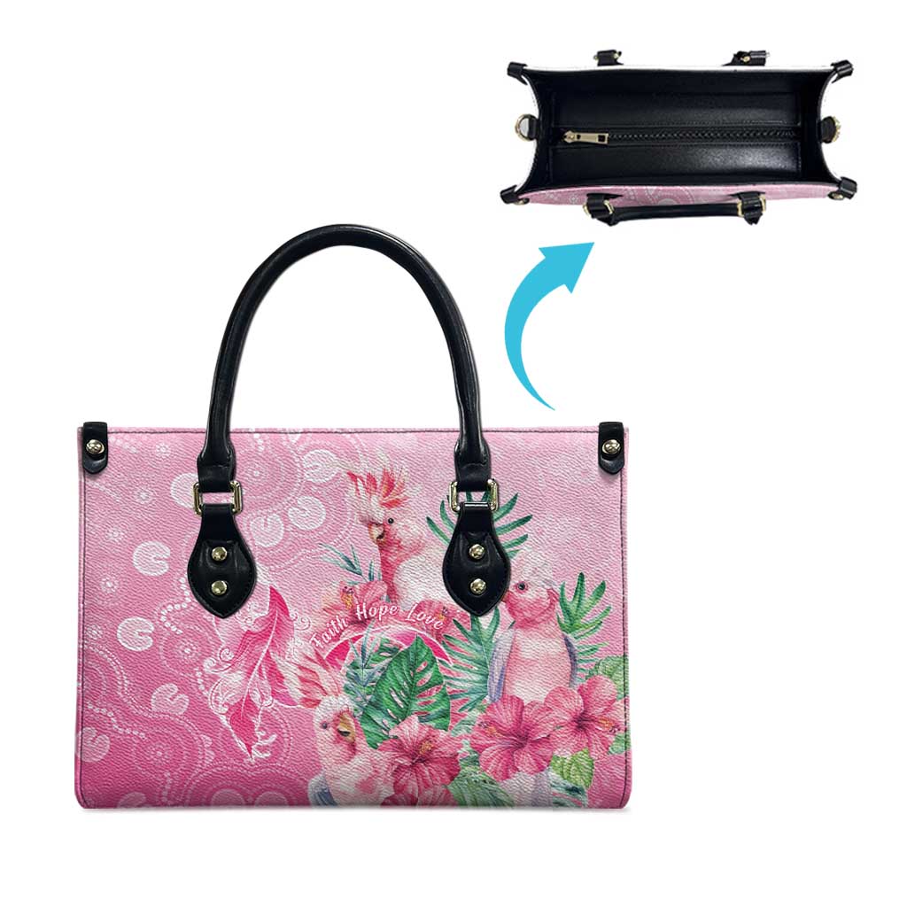 Australia Cockatoos Breast Cancer Leather Bag Faith Hope Love