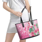 Australia Cockatoos Breast Cancer Leather Tote Bag Faith Hope Love