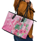 Australia Cockatoos Breast Cancer Leather Tote Bag Faith Hope Love