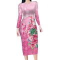 Australia Cockatoos Breast Cancer Long Sleeve Bodycon Dress Faith Hope Love