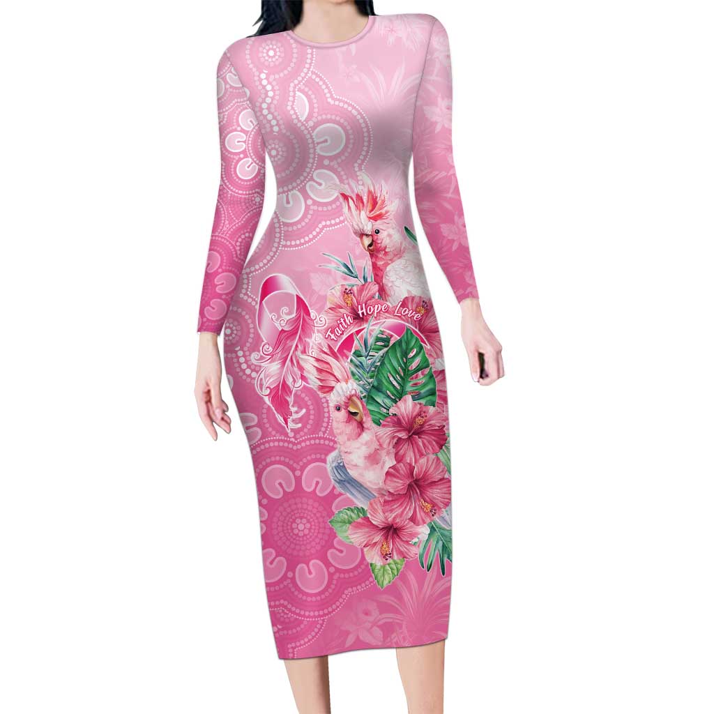 Australia Cockatoos Breast Cancer Long Sleeve Bodycon Dress Faith Hope Love