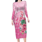 Australia Cockatoos Breast Cancer Long Sleeve Bodycon Dress Faith Hope Love
