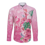 Australia Cockatoos Breast Cancer Long Sleeve Button Shirt Faith Hope Love