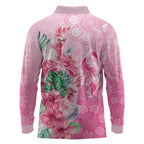 Australia Cockatoos Breast Cancer Long Sleeve Polo Shirt Faith Hope Love
