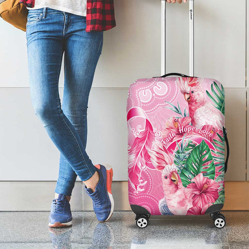 Australia Cockatoos Breast Cancer Luggage Cover Faith Hope Love