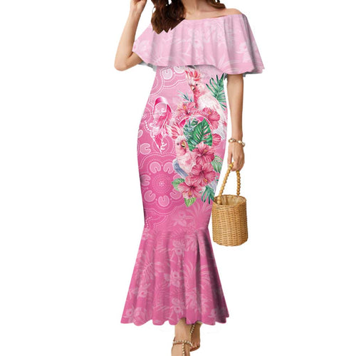 Australia Cockatoos Breast Cancer Mermaid Dress Faith Hope Love