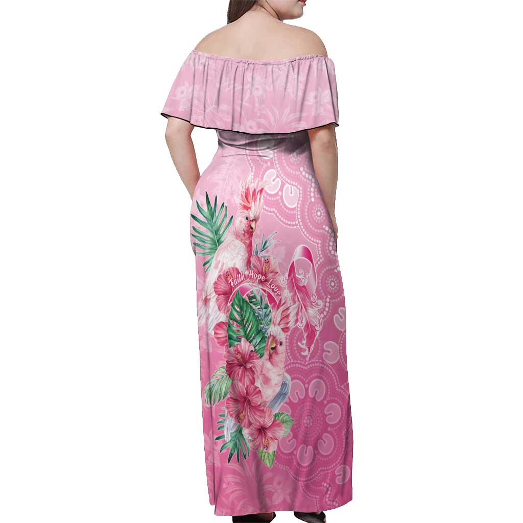Australia Cockatoos Breast Cancer Off Shoulder Maxi Dress Faith Hope Love