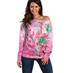Australia Cockatoos Breast Cancer Off Shoulder Sweater Faith Hope Love