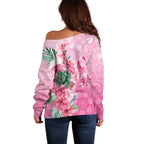 Australia Cockatoos Breast Cancer Off Shoulder Sweater Faith Hope Love