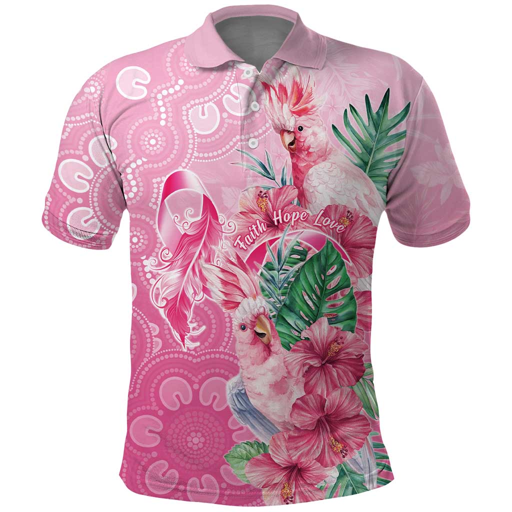 Australia Cockatoos Breast Cancer Polo Shirt Faith Hope Love