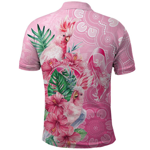 Australia Cockatoos Breast Cancer Polo Shirt Faith Hope Love