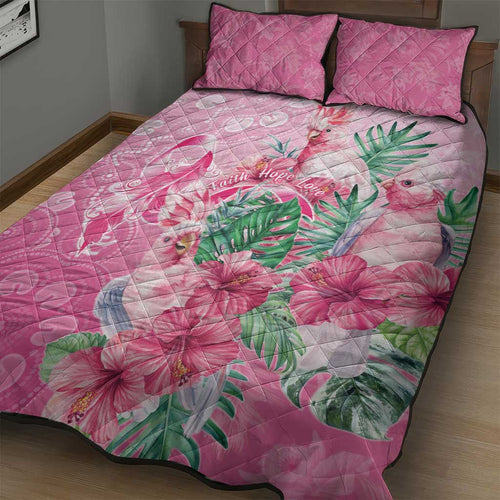 Australia Cockatoos Breast Cancer Quilt Bed Set Faith Hope Love