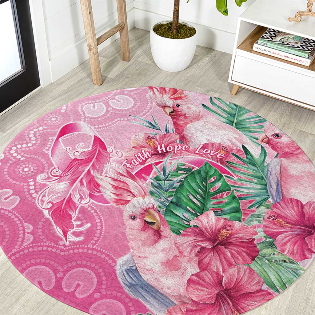Australia Cockatoos Breast Cancer Round Carpet Faith Hope Love