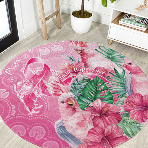 Australia Cockatoos Breast Cancer Round Carpet Faith Hope Love