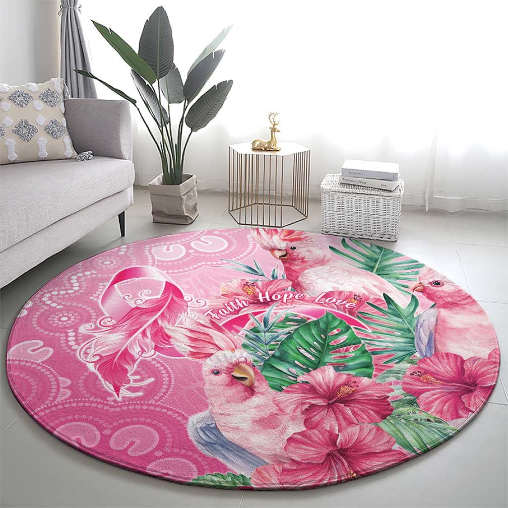 Australia Cockatoos Breast Cancer Round Carpet Faith Hope Love