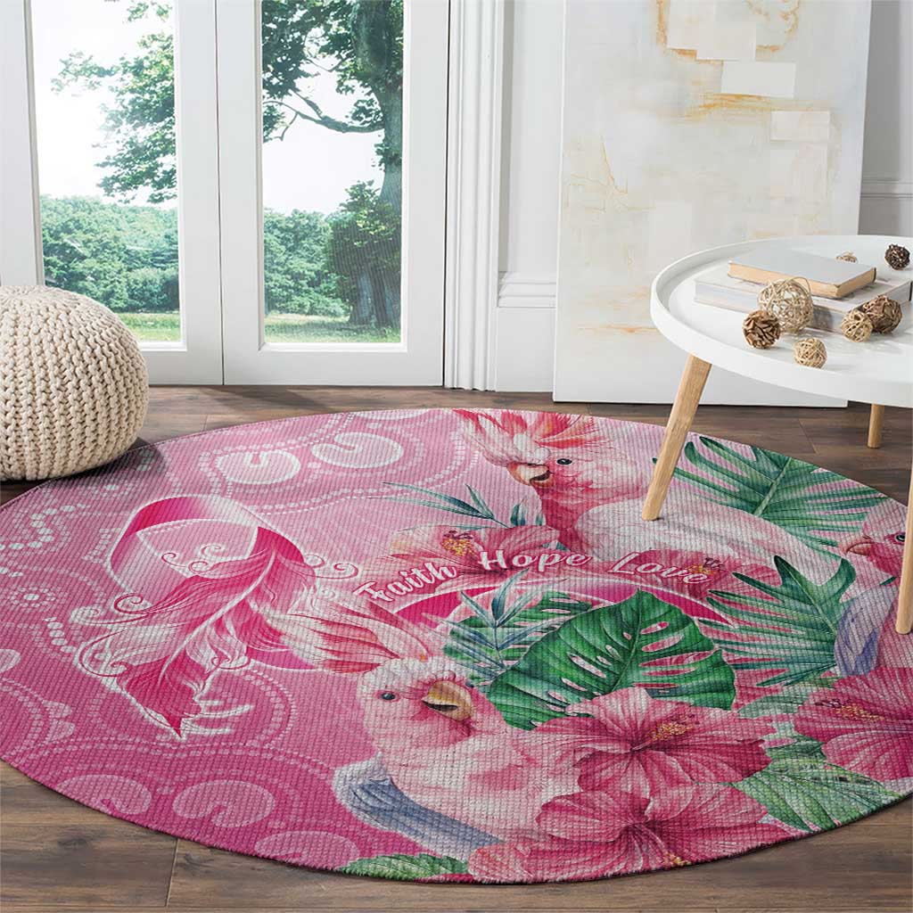 Australia Cockatoos Breast Cancer Round Carpet Faith Hope Love