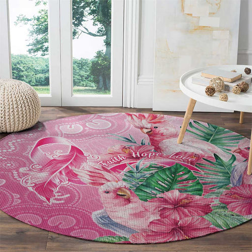 Australia Cockatoos Breast Cancer Round Carpet Faith Hope Love