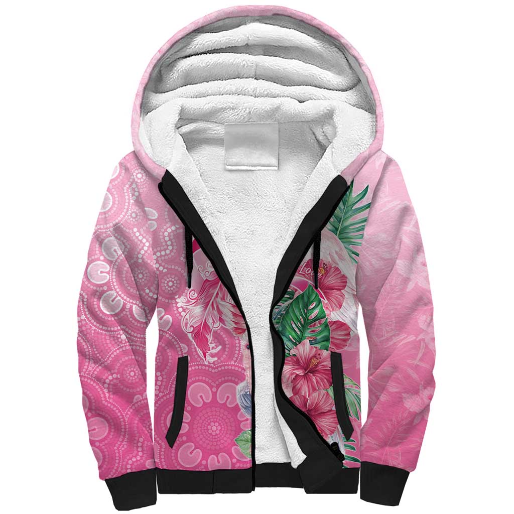 Australia Cockatoos Breast Cancer Sherpa Hoodie Faith Hope Love