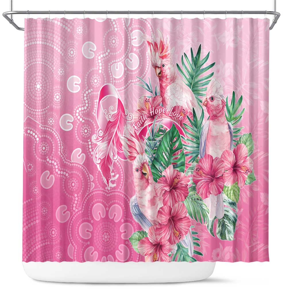Australia Cockatoos Breast Cancer Shower Curtain Faith Hope Love